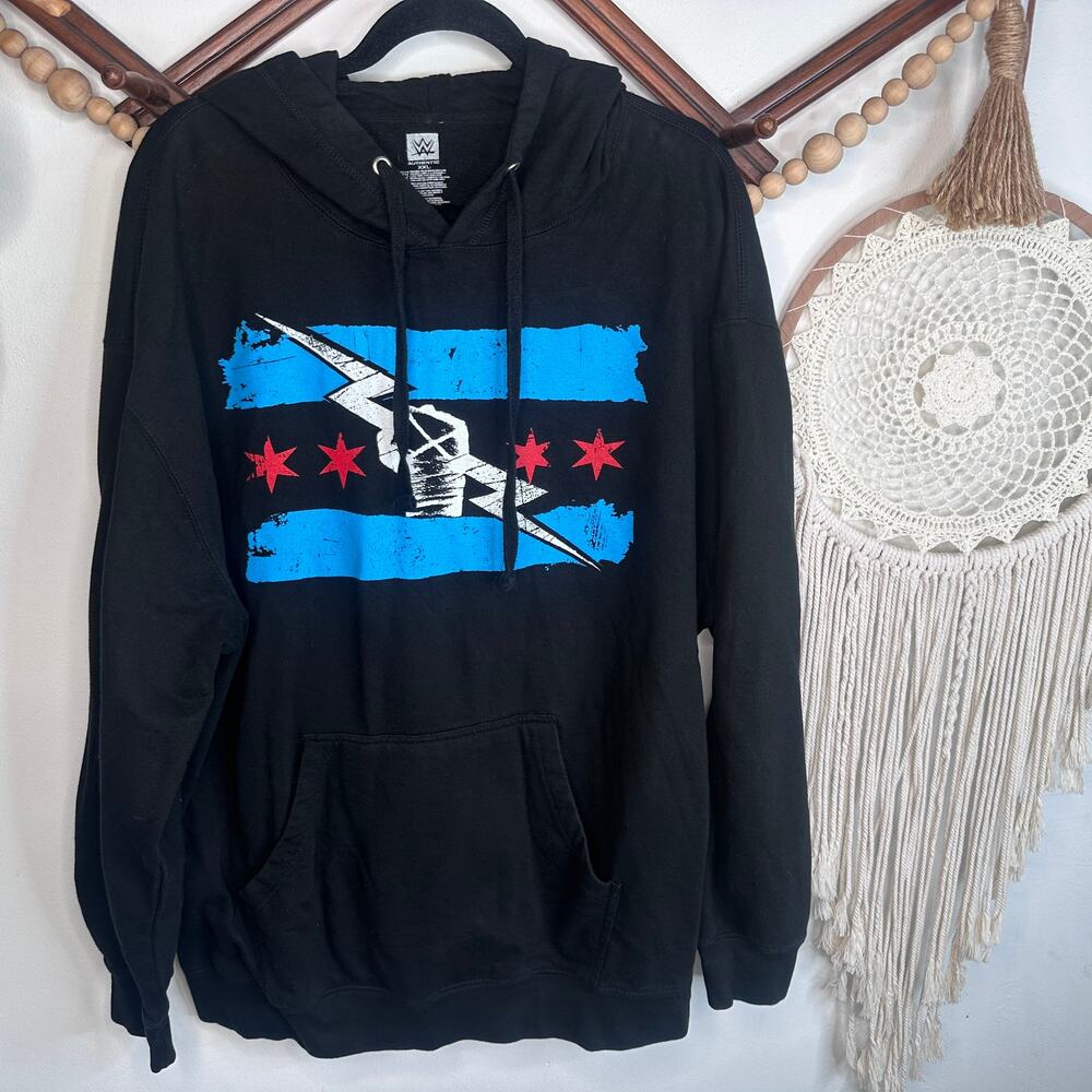 WWE CM Punk Black Logo Pullover Hoodie